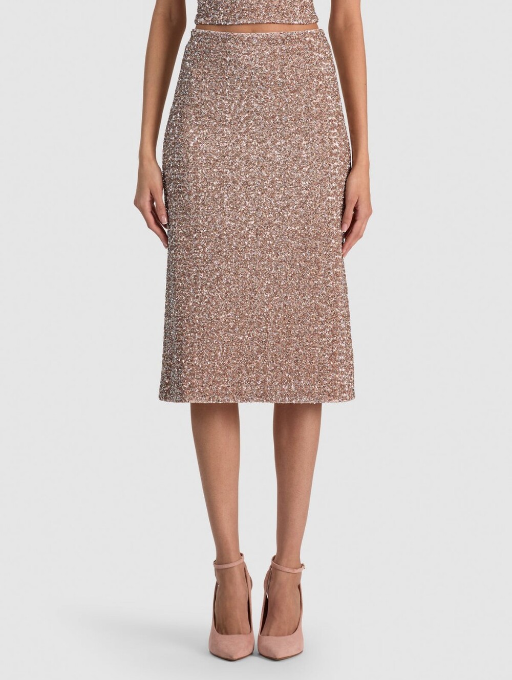Alice + Olivia FIFI SEQUIN MIDI SKIRT In Blush